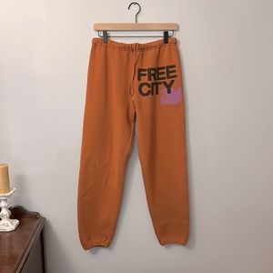 Freecity Burnt Orange Fleece Sweatpants Joggers Pink Dove Medium M
